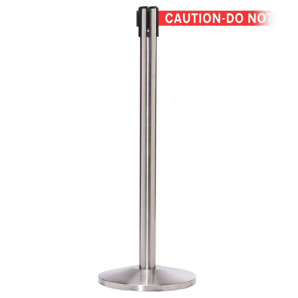 QueueMaster 550 3.4m x 50mm Belt Barrier System (Satin Stainless / Caution Do Not Enter | Red-White)