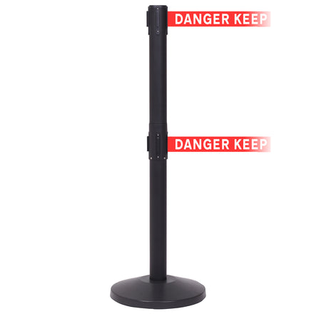 QueuePro Twin 250 Twin 3.4m x 50mm Belt Barrier System (Black / Danger Keep Out | Red-White)