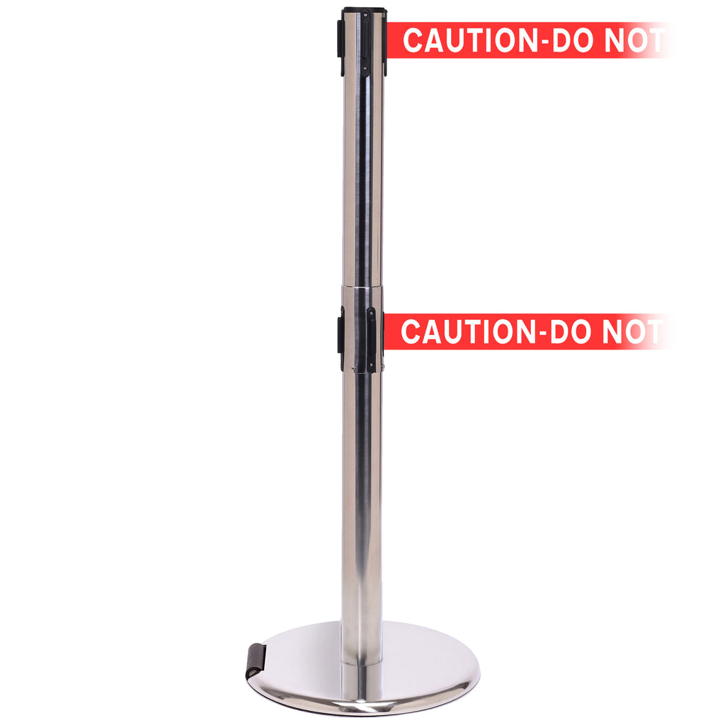 RollerPro 250 Twin 3.4m x 50mm Belt Barrier System (Polished Stainless / Caution Do Not Enter | Red-White)