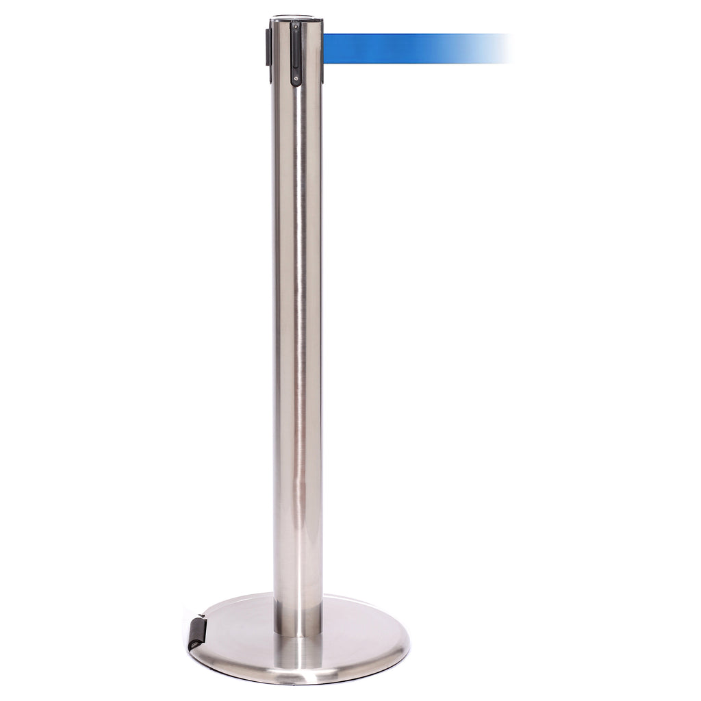 RollerPro 300 4.9m x 50mm Belt Barrier System (Polished Stainless / Blue)