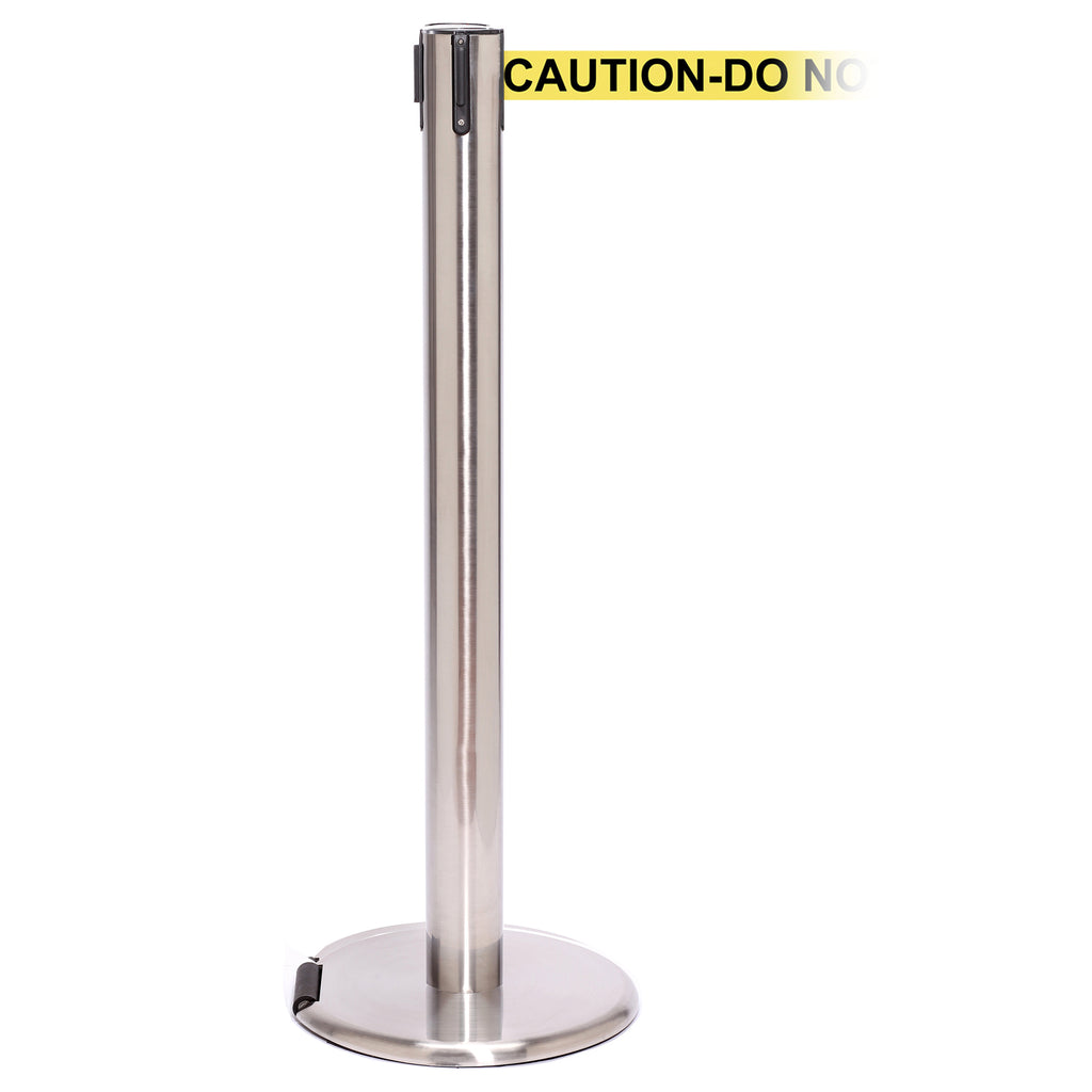 RollerPro 300 4.9m x 50mm Belt Barrier System (Polished Stainless / Caution Do Not Enter | Yel-Blk)