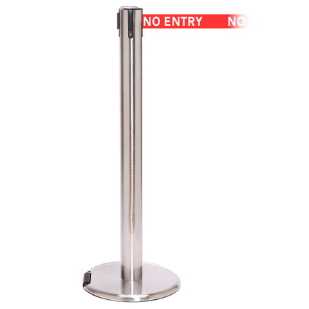 RollerPro 300 4.9m x 50mm Belt Barrier System (Polished Stainless / No Entry | Red)