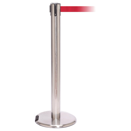 RollerPro 300 4.9m x 50mm Belt Barrier System (Polished Stainless / Red)