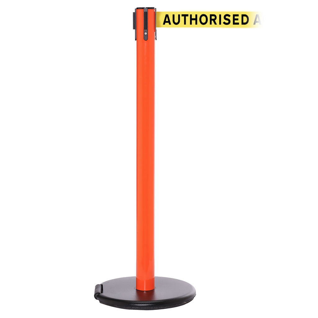 RollerSafety 250 3.4m x 50mm Belt Barrier System (Orange / Authorised Access Only | Yel-Blk)