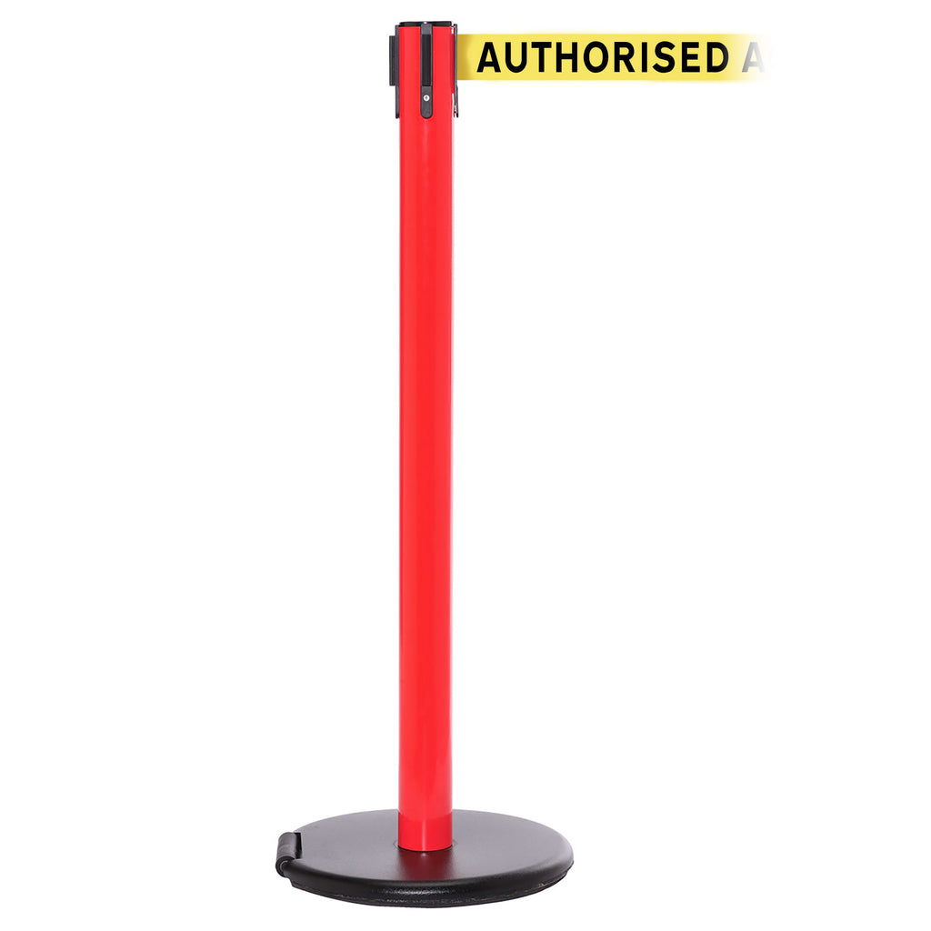 RollerSafety 250 3.4m x 50mm Belt Barrier System (Red / Authorised Access Only | Yel-Blk)