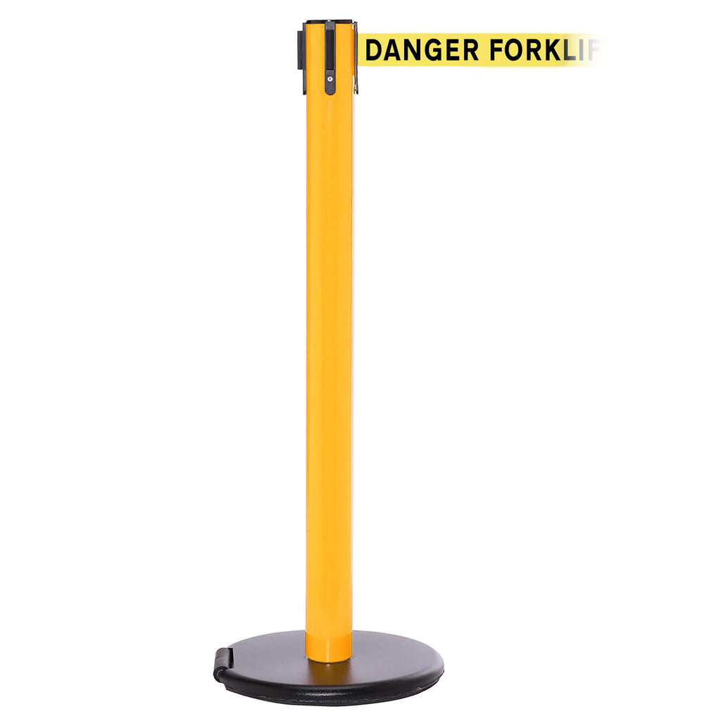 RollerSafety 300 4.9m x 50mm Belt Barrier System (Danger Fork Lift Trucks | Yel-Blk)