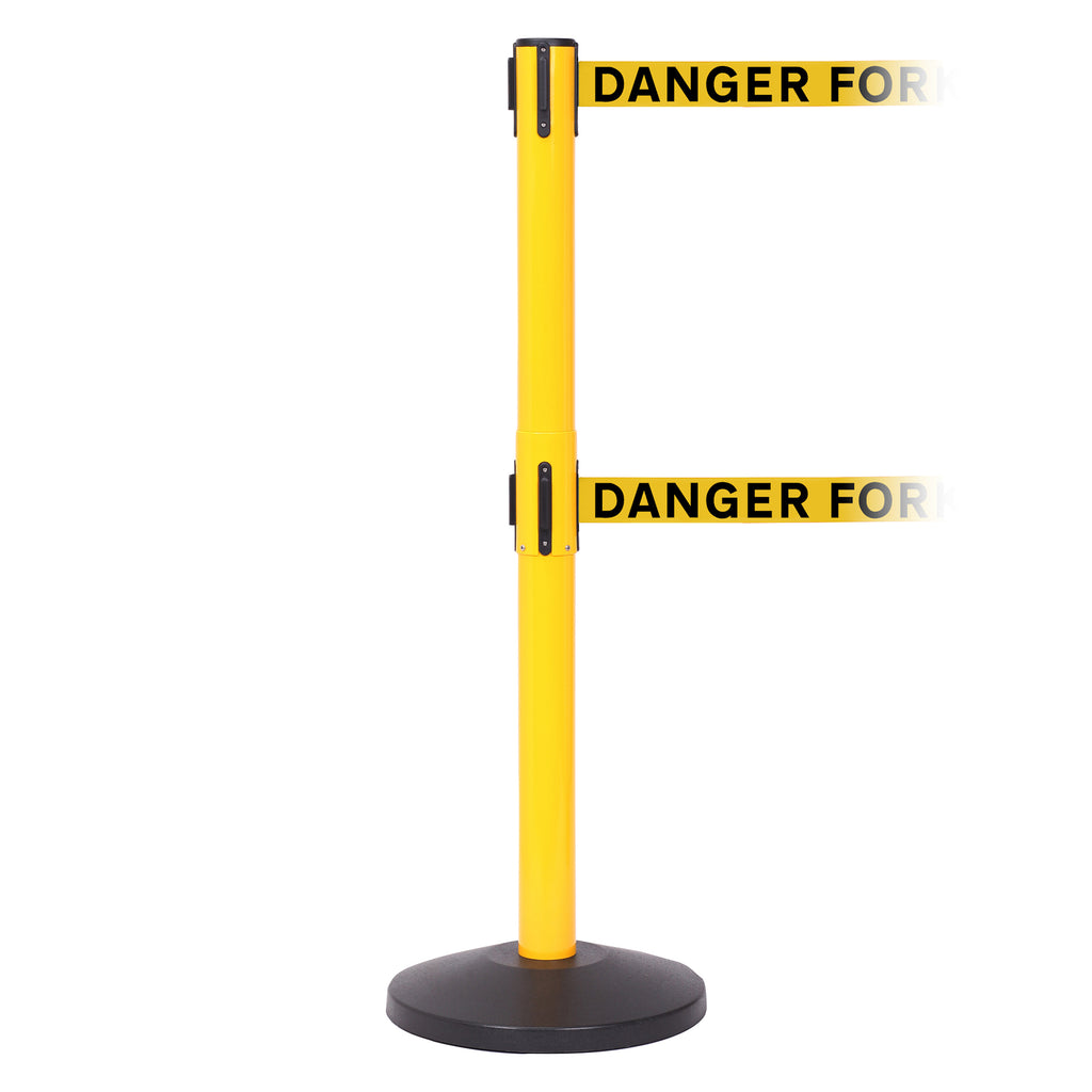 SafetyMaster 450 Twin 3.4m x 50mm Belt Barrier System (Danger Fork Lift Trucks | Yel-Blk)