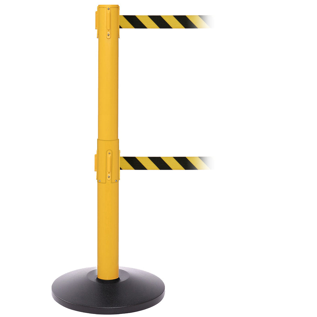 SafetyPro 250 Twin 3.4m x 50mm Belt Barrier System (Yellow / Black Chevron)