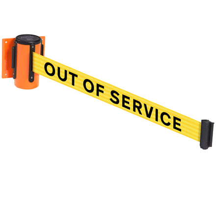 WallMaster 400 50mm Wall Mounted Belt Barrier System (3.9m / Orange / Out of Service |Yel-Blk)