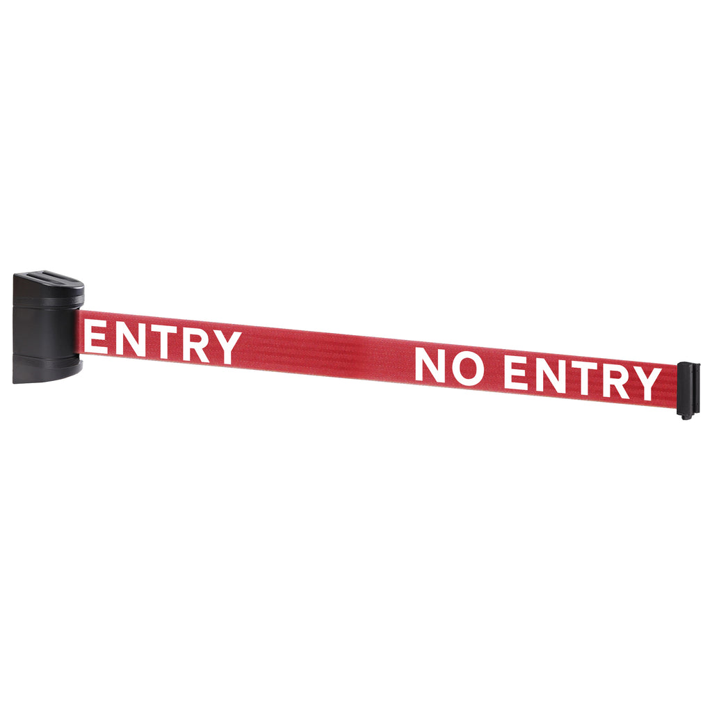 WallPro 300 50mm Wall Mounted Belt Barrier System (2.3m / Black / No Entry | Red)