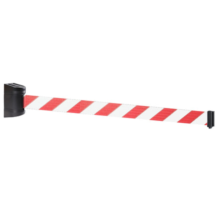 WallPro 300 50mm Wall Mounted Belt Barrier System (2.3m / Black / Red / White  Chevron)