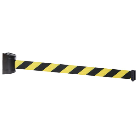 WallPro 300 50mm Wall Mounted Belt Barrier System (2.3m / Black / Yellow / Black Chevron)