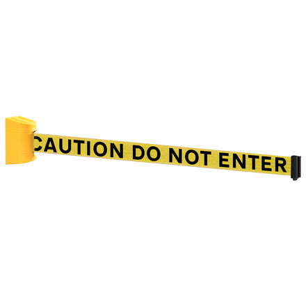 WallPro 300 50mm Wall Mounted Belt Barrier System (2.3m / Yellow / Caution Do Not Enter | Yel-Blk)