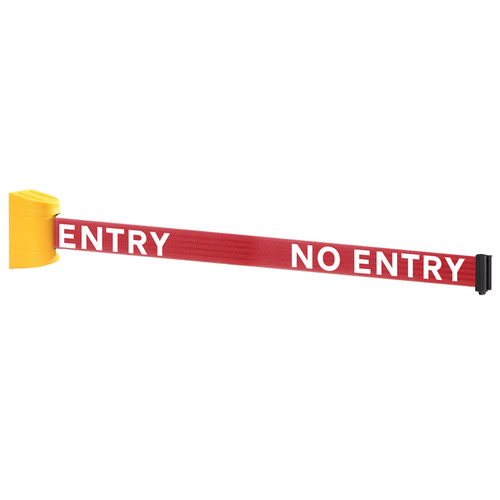 WallPro 300 50mm Wall Mounted Belt Barrier System (2.3m / Yellow / No Entry | Red)