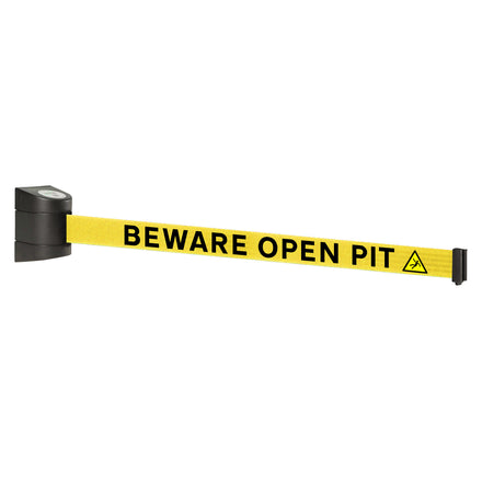 WallPro 400 4.6m x 50mm Belt Barrier System (Black / Beware Open Pit |Yel-Blk)