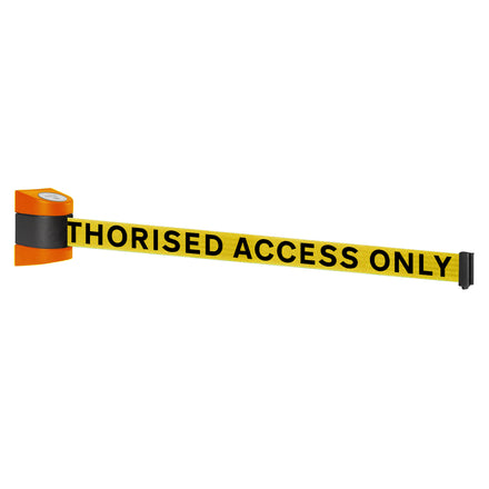 WallPro 400 4.6m x 50mm Belt Barrier System (Orange / Authorised Access Only | Yel-Blk)