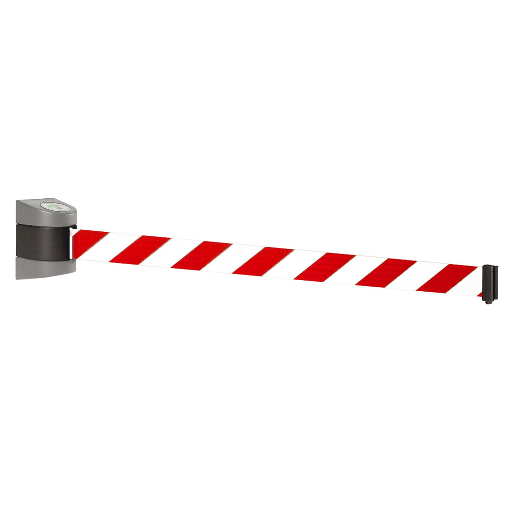 WallPro 400 4.6m x 50mm Belt Barrier System (Silver / Red / White  Chevron)