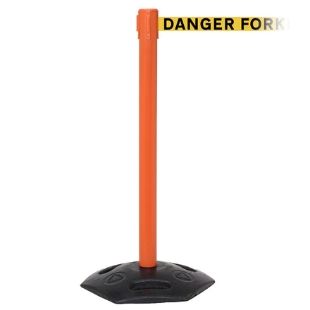 WeatherMaster 250 3.4m x 50mm Belt Barrier System (Orange / Danger Fork Lift Trucks | Yel-Blk)