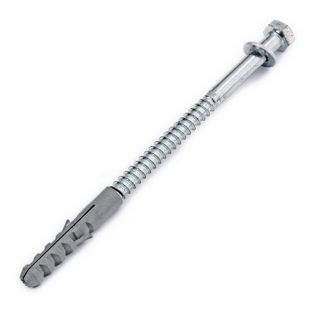 12mm x 180mm Mild Steel Hex Head Coach Screw with Washer and Plug