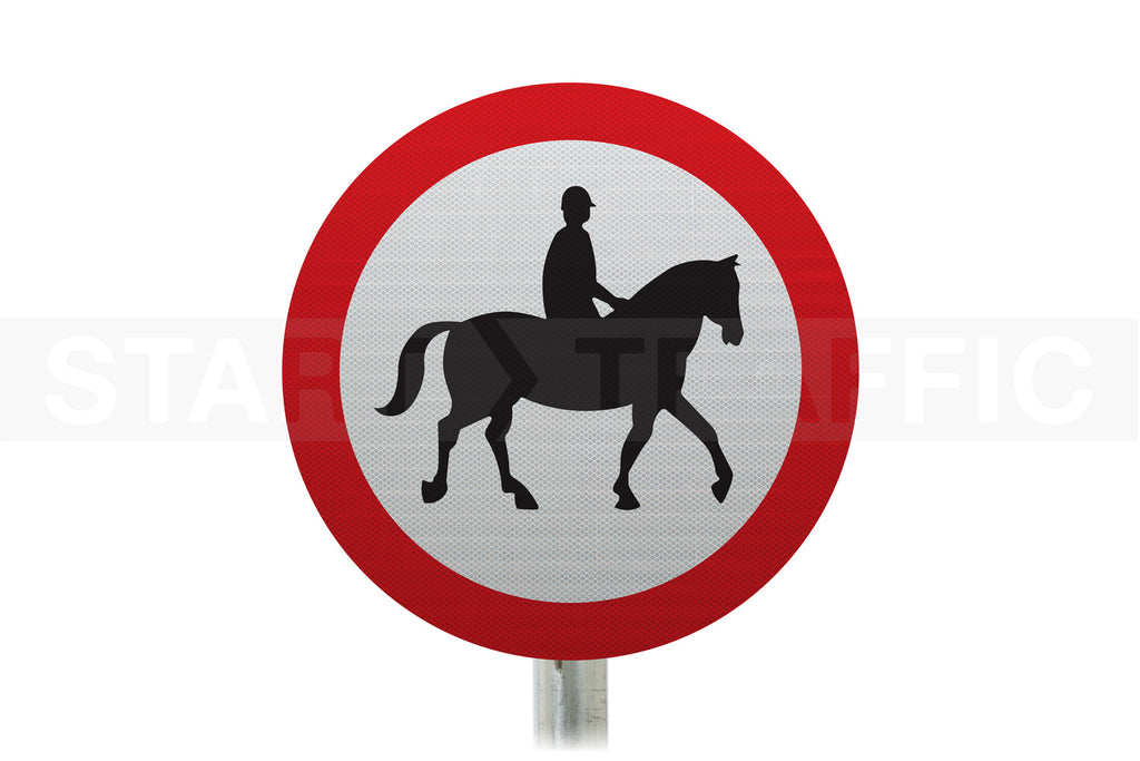 Ridden Horses Prohibited Post Mounted Sign - Dia 622.6 R2/RA2 (Face Only)