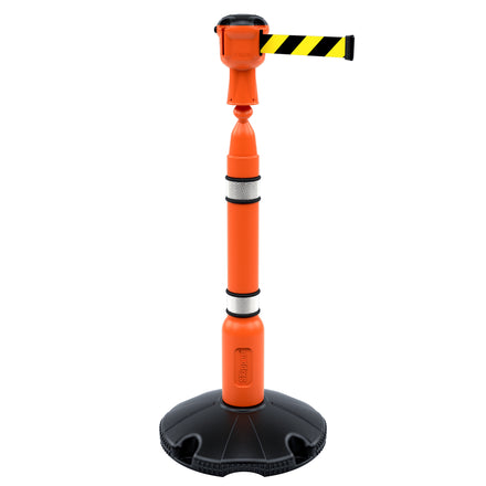 Skipper Retractable Barrier Post & Barrier Kit (Orange / Black and Yellow Tape)