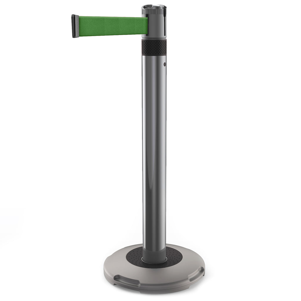 Skipper Q Retractable Queue Barrier | 3.0m x 50mm Belt (Green / Black)