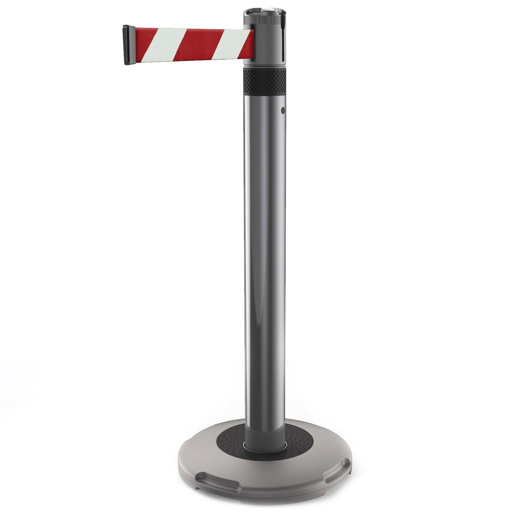 Skipper Q Retractable Queue Barrier | 3.0m x 50mm Belt (Red / White  Chevron / Black)