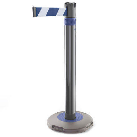 Skipper Q Retractable Queue Barrier | 3.0m x 50mm Belt (Blue/White Chevron / Blue)