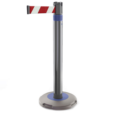 Skipper Q Retractable Queue Barrier | 3.0m x 50mm Belt (Red / White  Chevron / Blue)