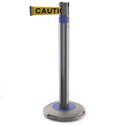 Skipper Q Retractable Queue Barrier | 3.0m x 50mm Belt (Caution Do Not Enter | Yel-Blk / Blue)