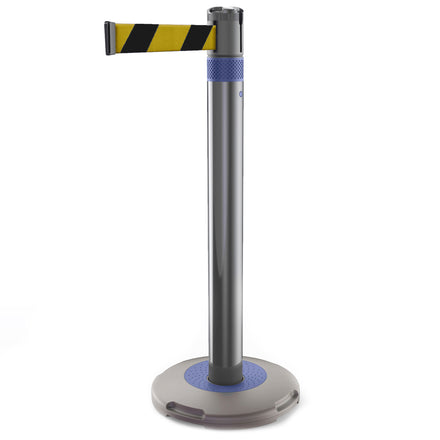 Skipper Q Retractable Queue Barrier | 3.0m x 50mm Belt (Yellow / Black Chevron / Blue)