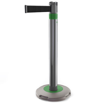 Skipper Q Retractable Queue Barrier | 3.0m x 50mm Belt (Black / Green)