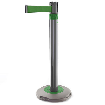 Skipper Q Retractable Queue Barrier | 3.0m x 50mm Belt (Green / Green)