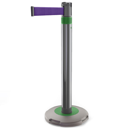 Skipper Q Retractable Queue Barrier | 3.0m x 50mm Belt (Purple / Green)