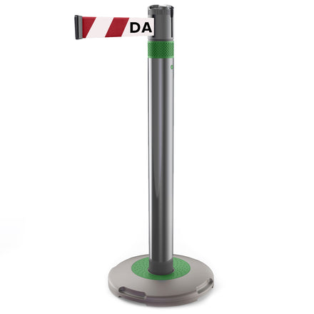 Skipper Q Retractable Queue Barrier | 3.0m x 50mm Belt (Danger Red/White / Green)