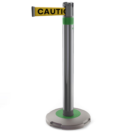 Skipper Q Retractable Queue Barrier | 3.0m x 50mm Belt (Caution Do Not Enter | Yel-Blk / Green)