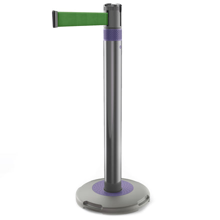 Skipper Q Retractable Queue Barrier | 3.0m x 50mm Belt (Green / Purple)