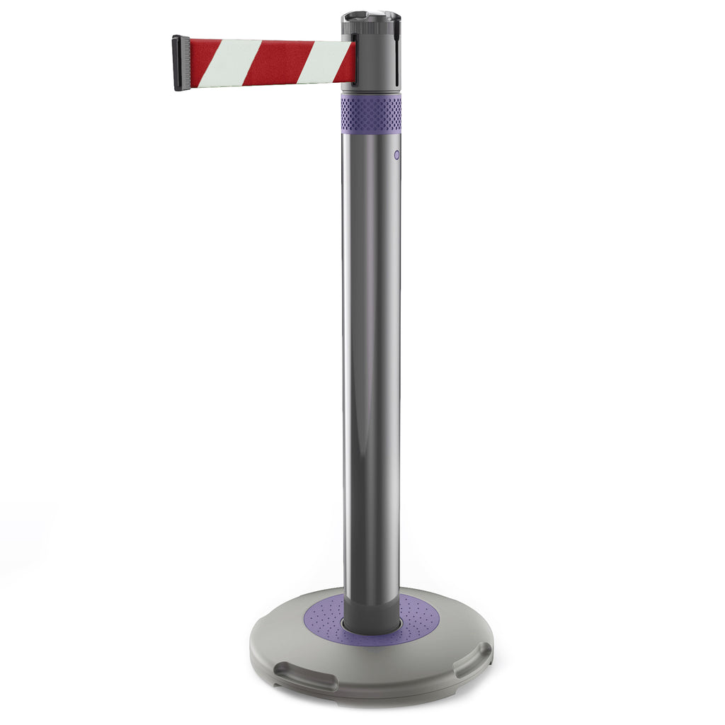 Skipper Q Retractable Queue Barrier | 3.0m x 50mm Belt (Red / White  Chevron / Purple)