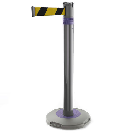 Skipper Q Retractable Queue Barrier | 3.0m x 50mm Belt (Yellow / Black Chevron / Purple)