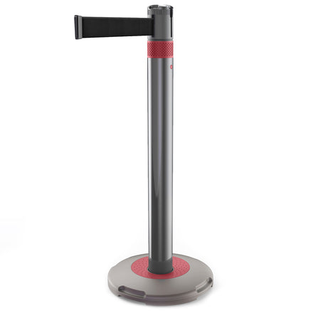 Skipper Q Retractable Queue Barrier | 3.0m x 50mm Belt (Black / Red)