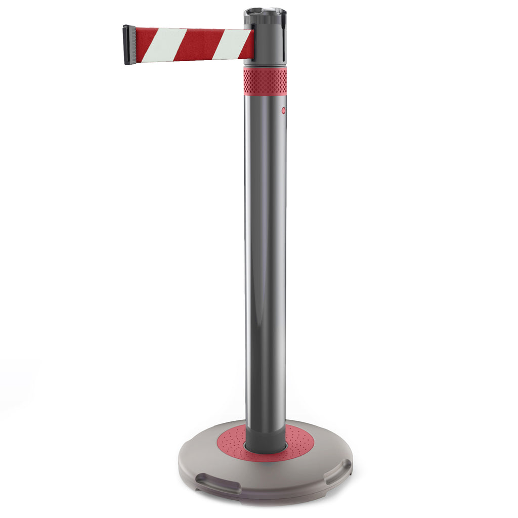 Skipper Q Retractable Queue Barrier | 3.0m x 50mm Belt (Red / White  Chevron / Red)