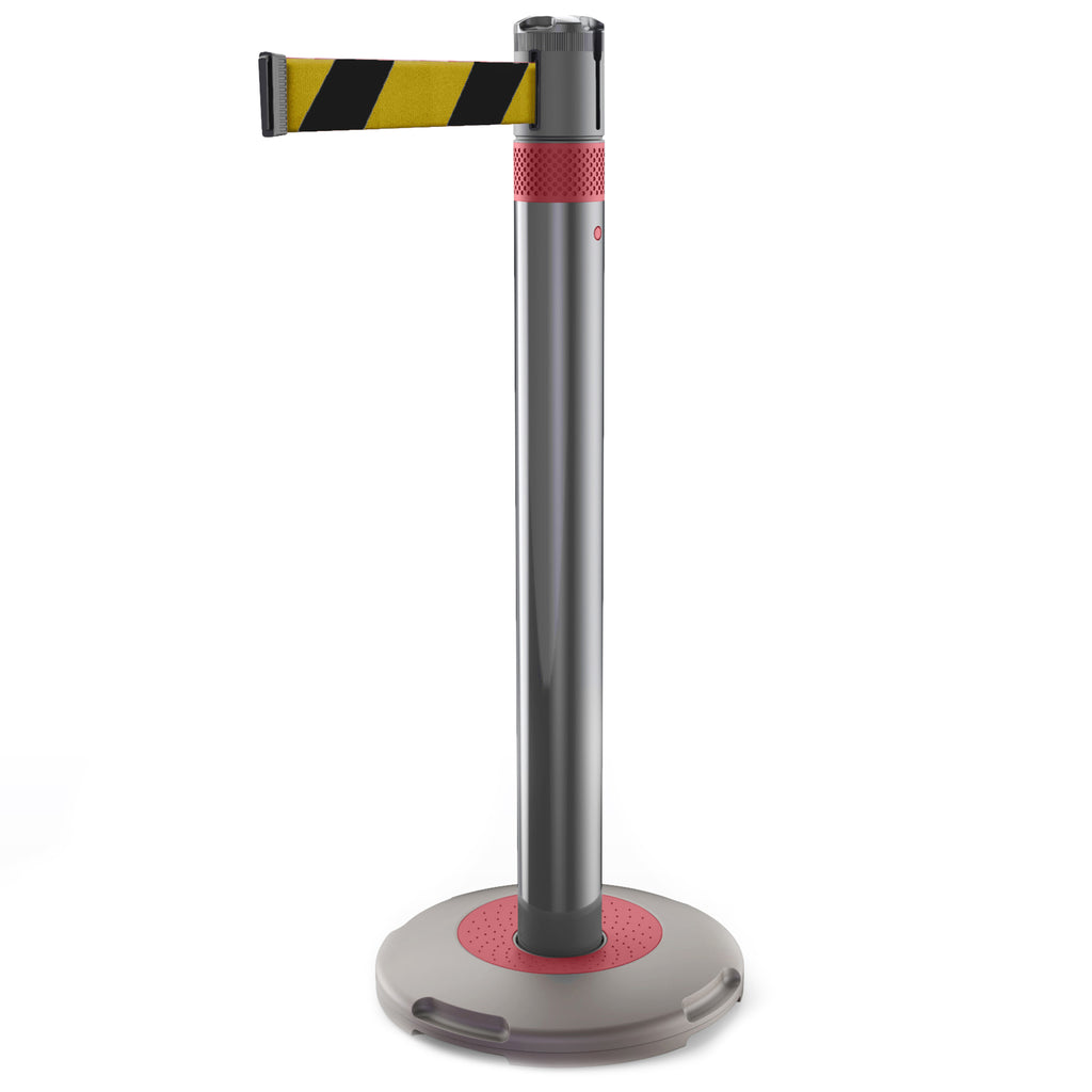 Skipper Q Retractable Queue Barrier | 3.0m x 50mm Belt (Yellow / Black Chevron / Red)