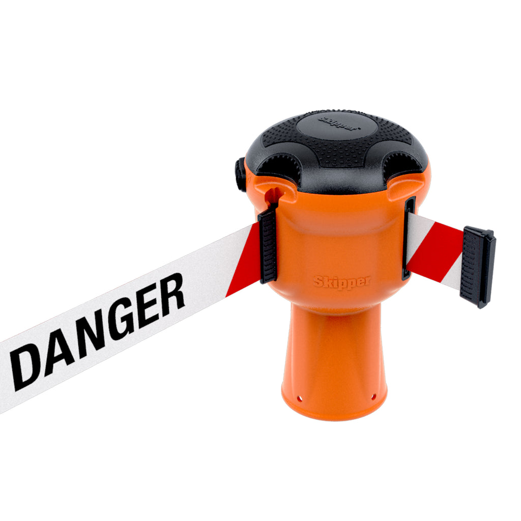 Skipper Retractable Barrier (Orange / Danger Red and White Tape)