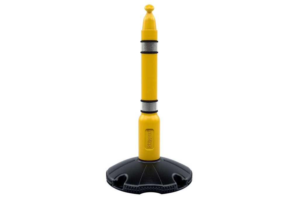 Skipper Barrier Post and Base System with Reflective Strips (Yellow)