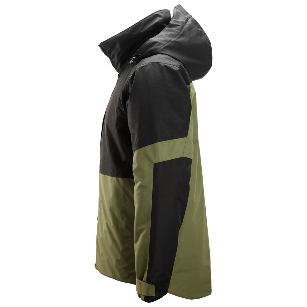 Snickers Workwear 1104 AllroundWork Waterproof Insulated Jacket | Khaki Green/Black
