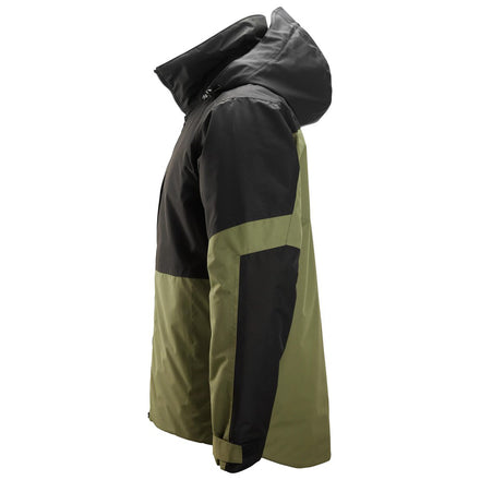 Snickers Workwear 1104 AllroundWork Waterproof Insulated Jacket | Khaki Green/Black