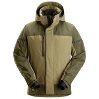 Snickers 1112 AllroundWork, Waterproof Insulated Jacket - Khaki Green/Dark Khaki Green
