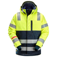 Snickers 1162 ProtecWork, Waterproof Insulated Hood Jacket, Hi-Vis Class 3 - Hi-Vis Yellow/Navy