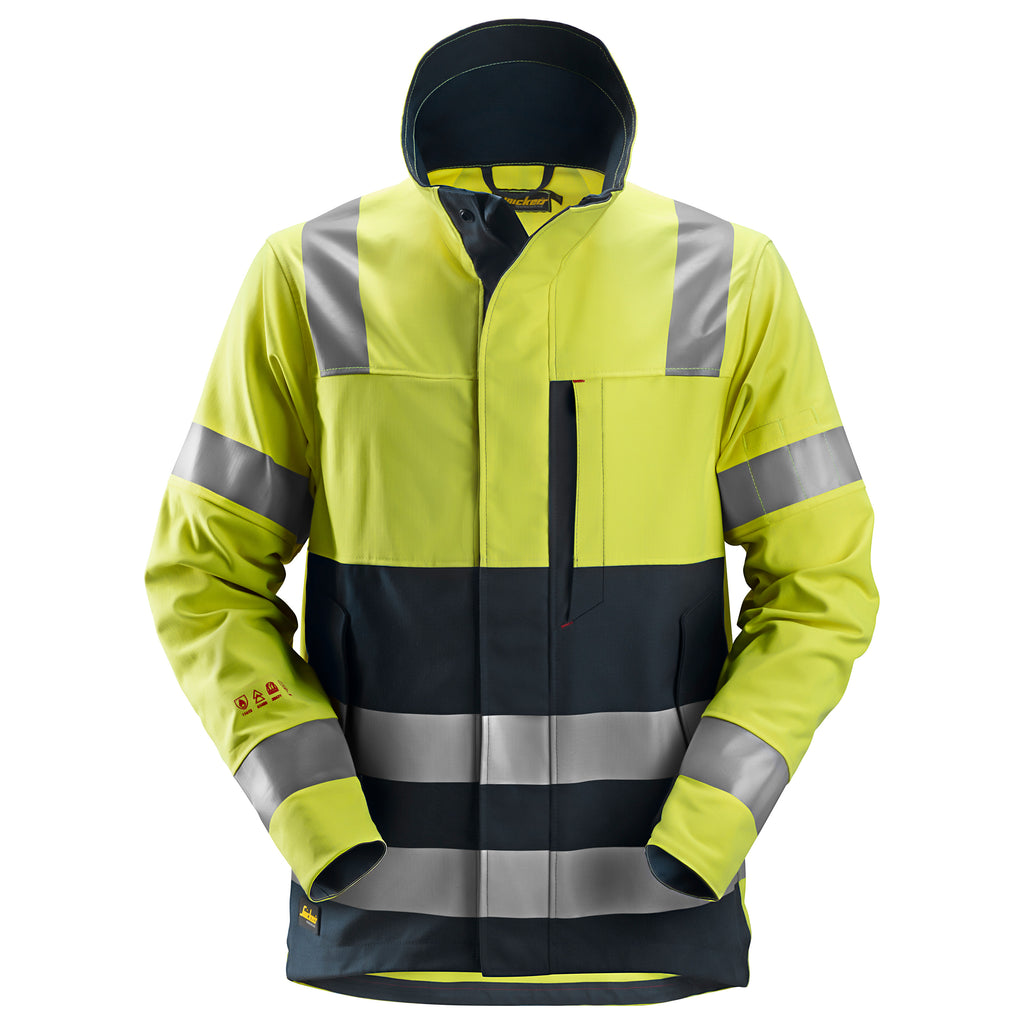 Snickers 1561 ProtecWork, Jacket, Hi-Vis Class 3 - Hi-Vis Yellow/Navy