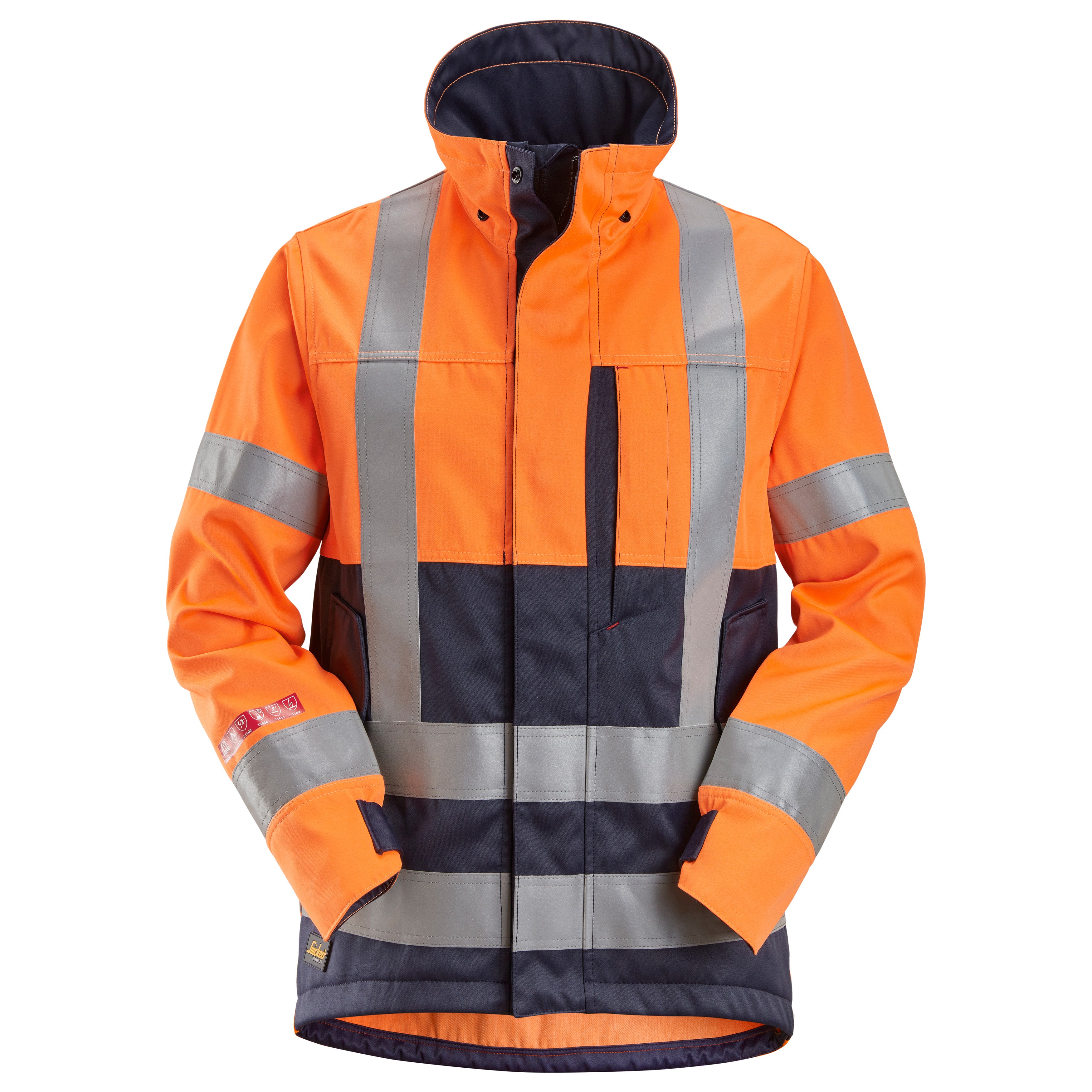 Snickers 1562 ProtecWork, Jacket, Hi-Vis Class 3/2 - Hi-Vis Orange/Navy ...